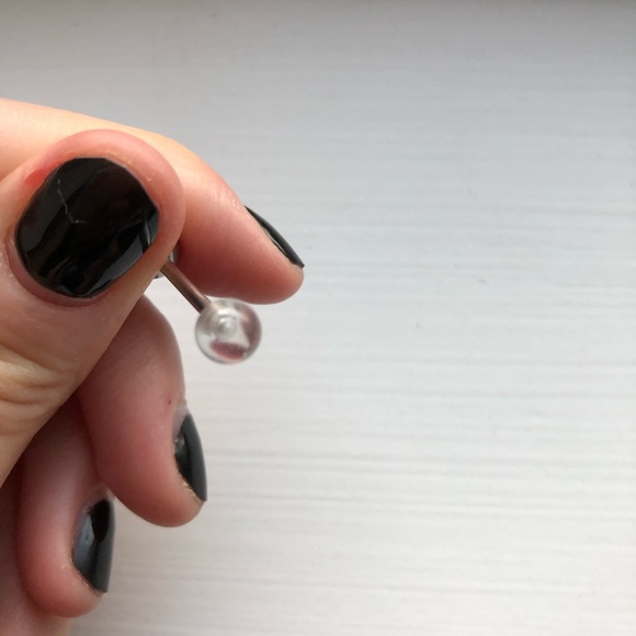 Chic silver & clear ball body jewelry/barbell bolt - Picture 4 of 5